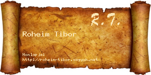 Roheim Tibor névjegykártya